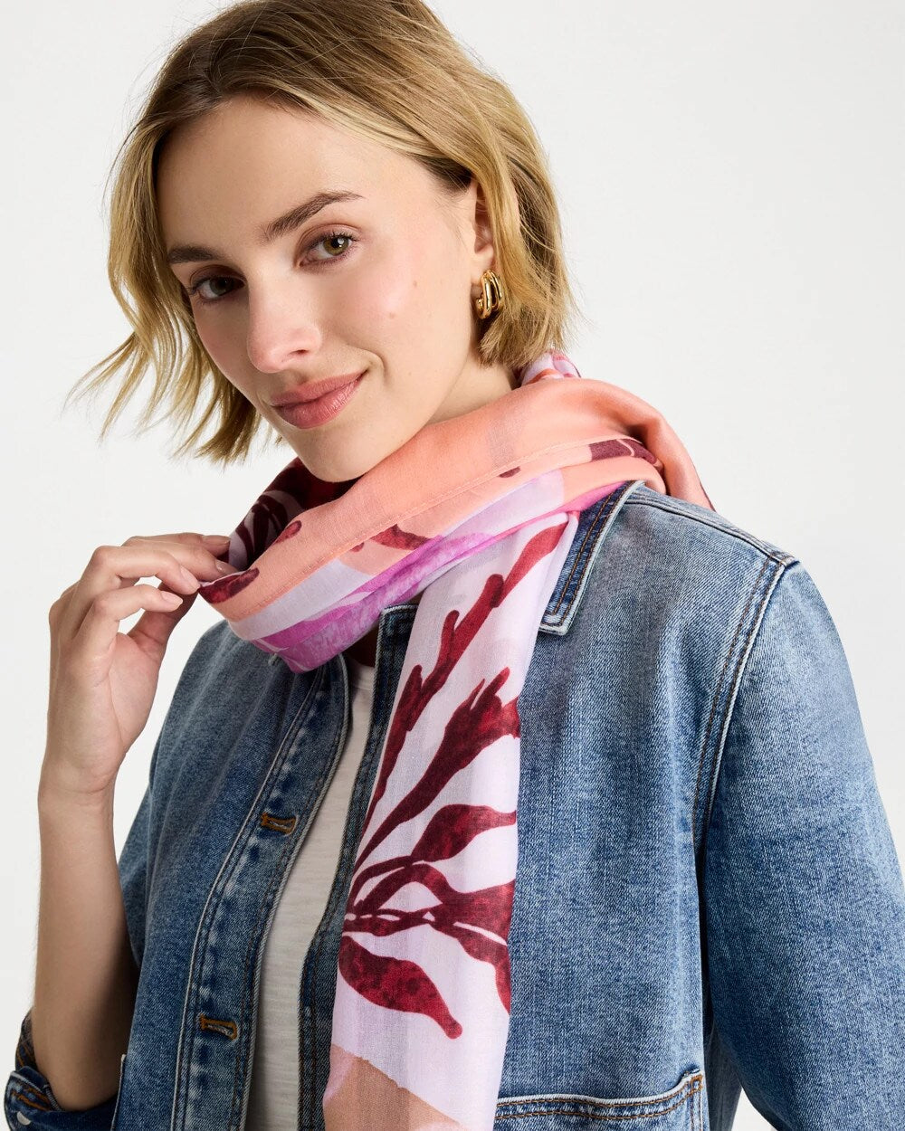 Coral Motif Oblong Scarf