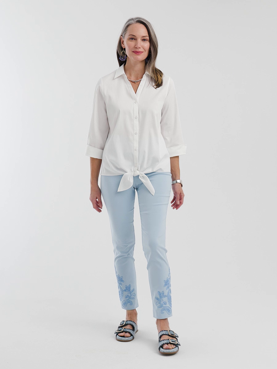 Brigitte Embroidered Ankle Pants