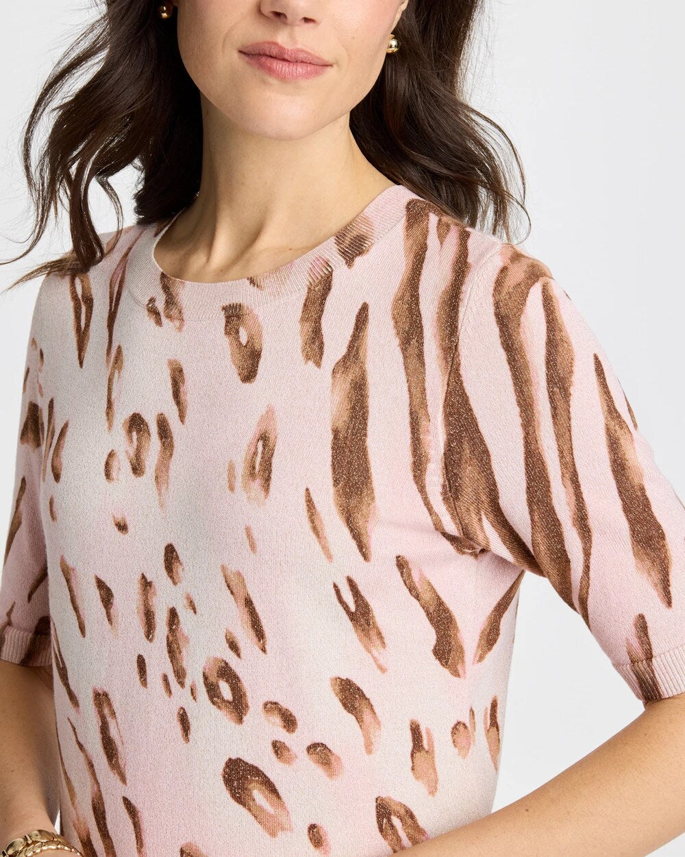 Ella Crewneck Metallic Pullover Sweater