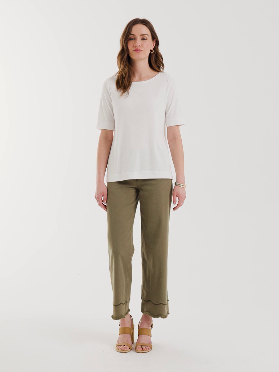 Scallop Pull-On Wide-Leg Crop Jeans
