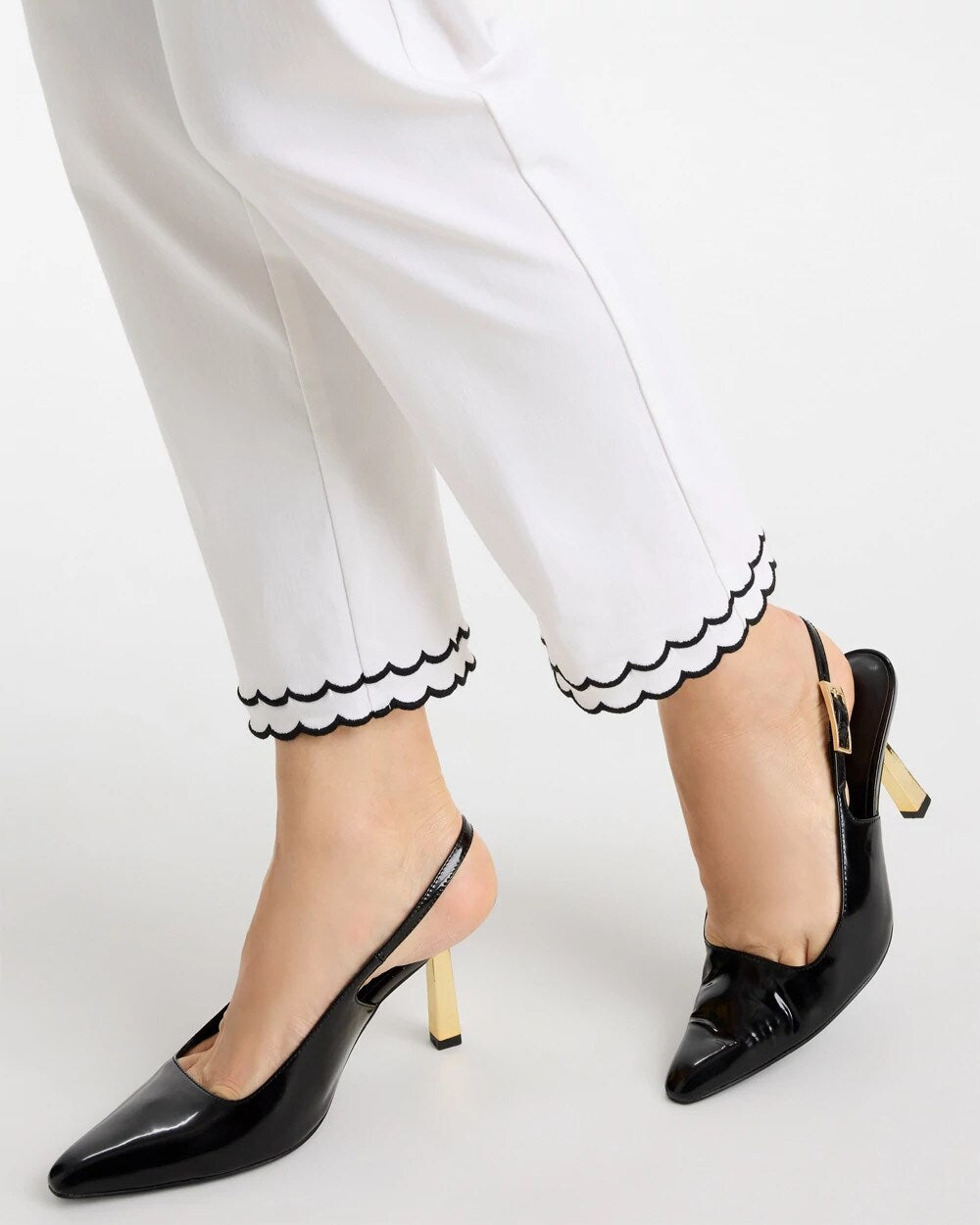 Contrast Scallop Brigitte Slim Crop Pant