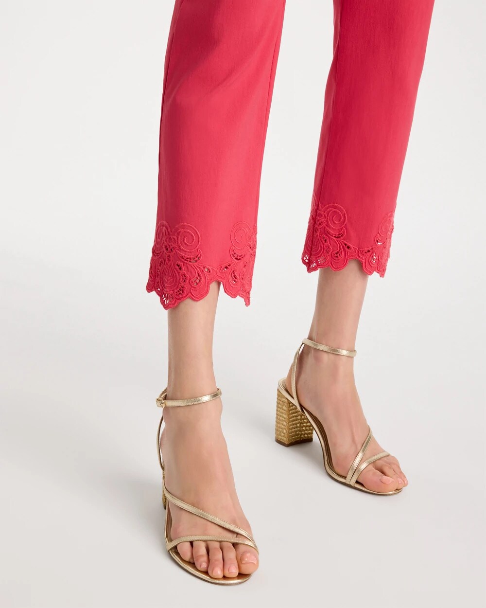 Embroidered Brigitte Slim Crop Pant