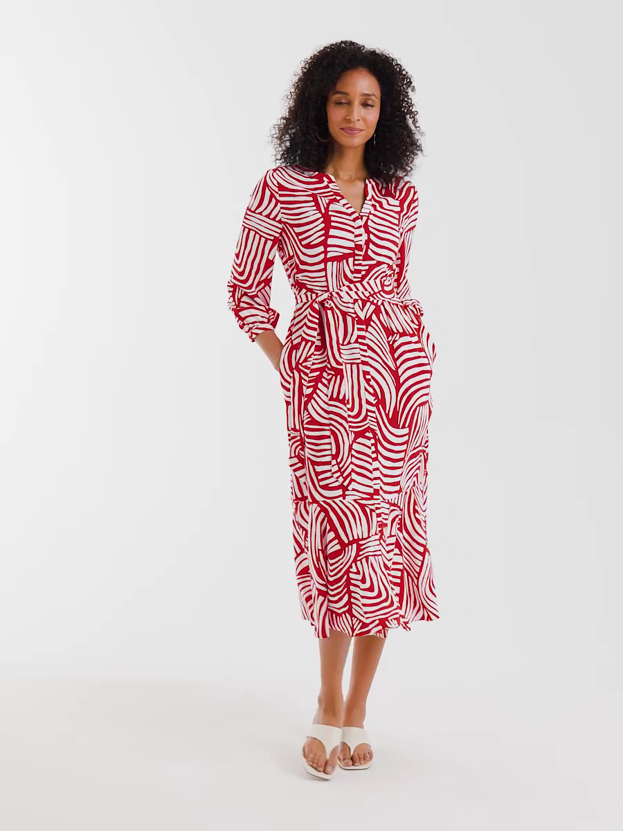 Printed Midi Shirt Dress