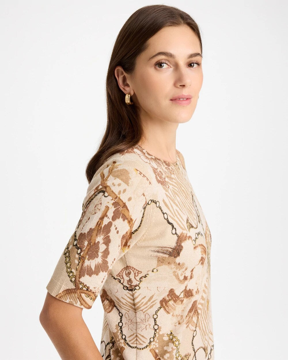 Ella Printed Short-Sleeve Sweater