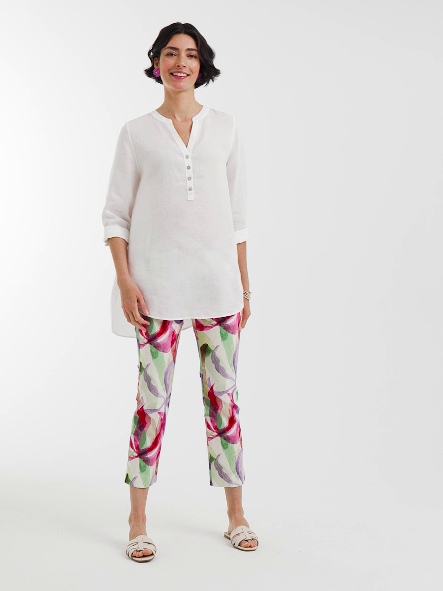 Brigitte Slub Slim Cropped Pants