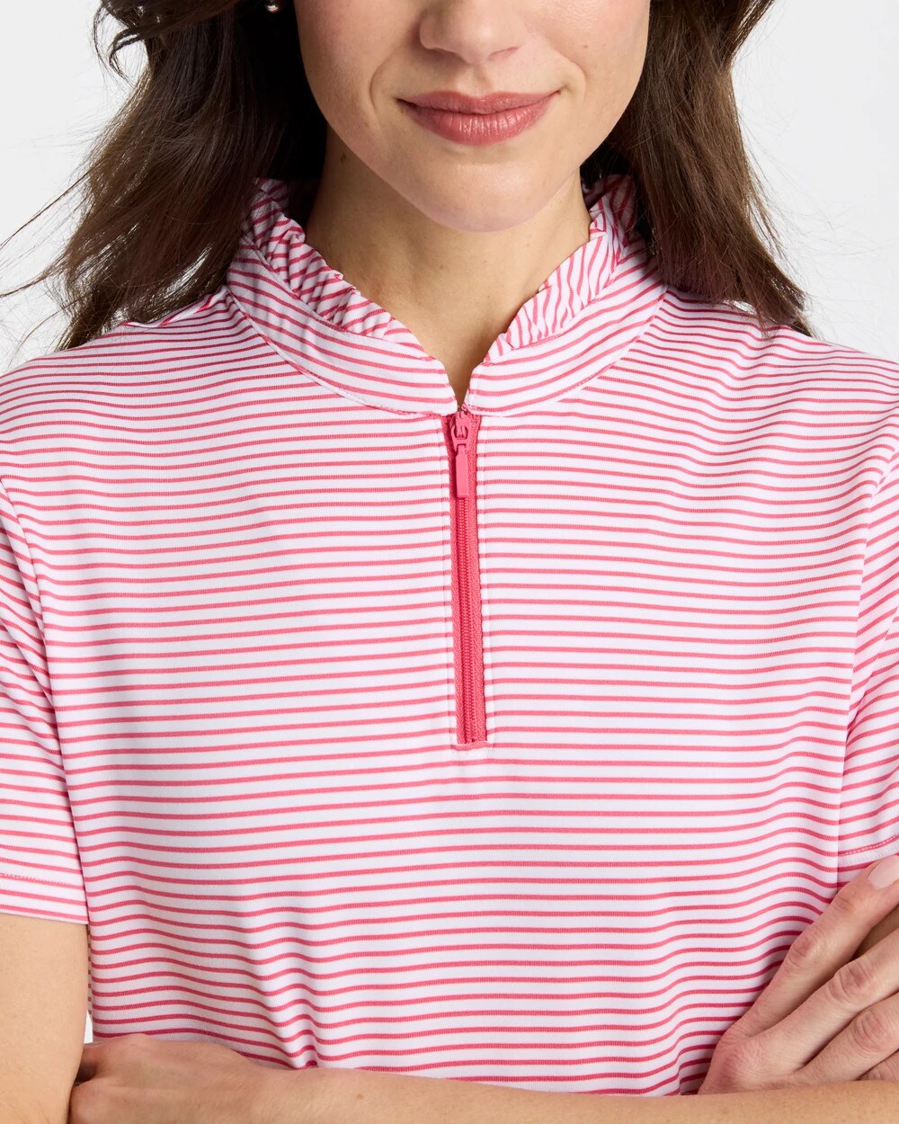 Zenergy UPF Ruffle Striped Half Zip