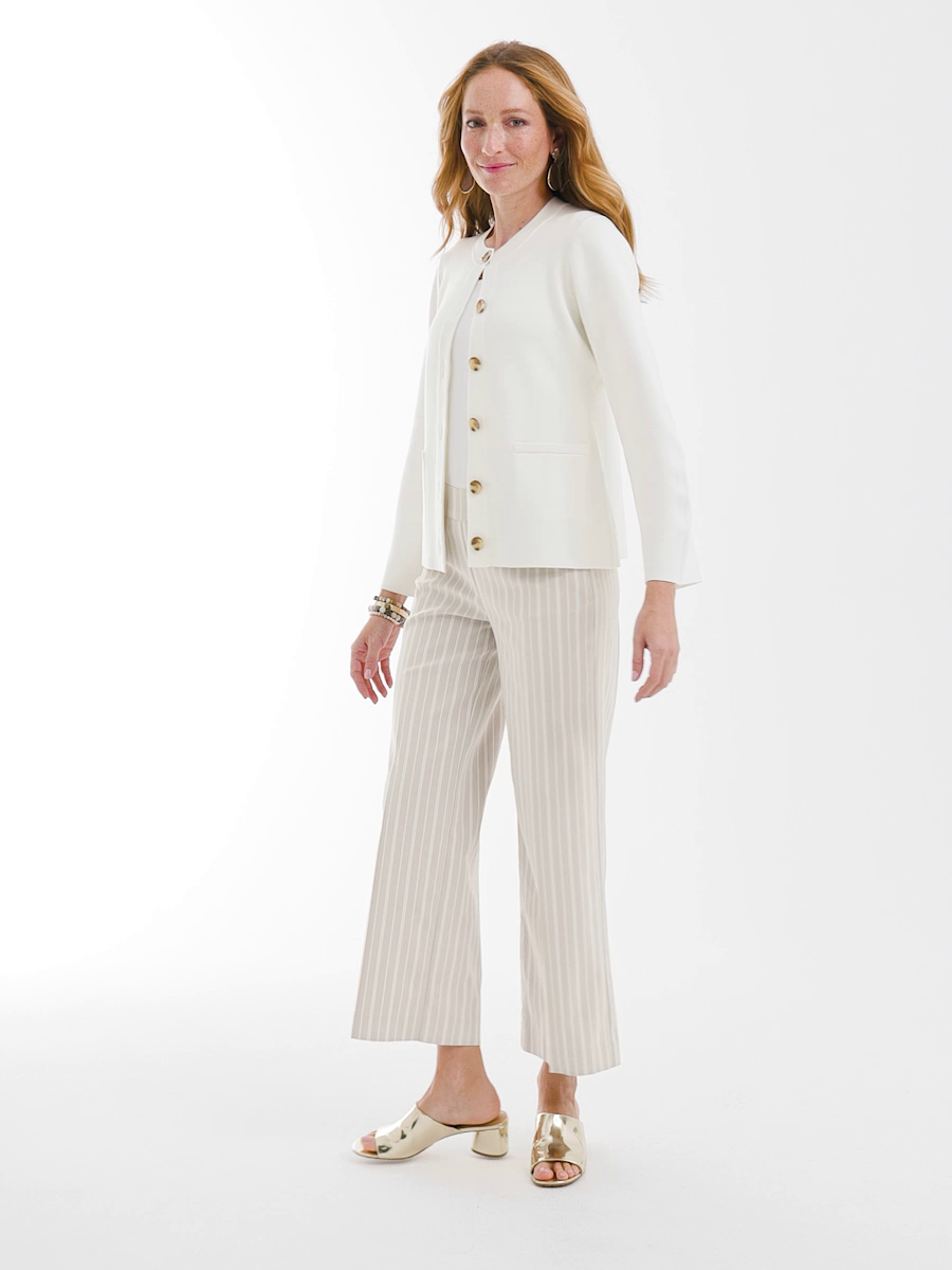 Brigitte Pinstripe Wide-Leg Pants