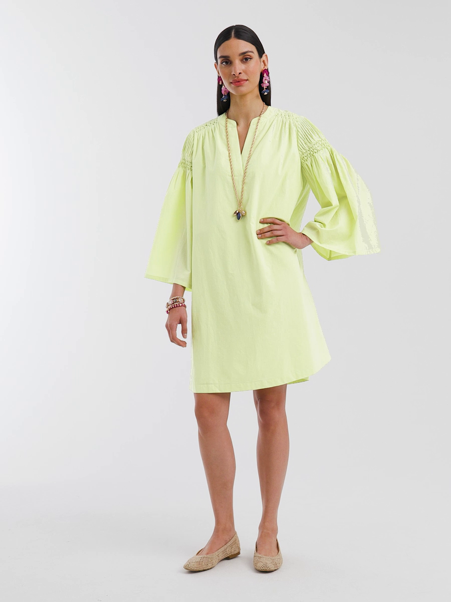 Cotton Voile Bell Sleeved Dress