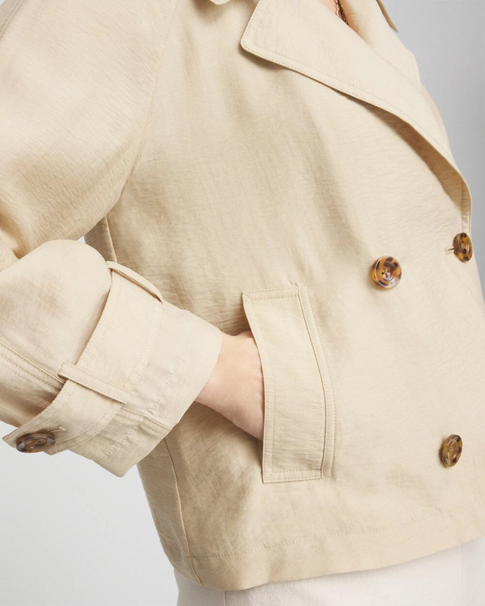 Double-Breasted Cropped Trench Coat