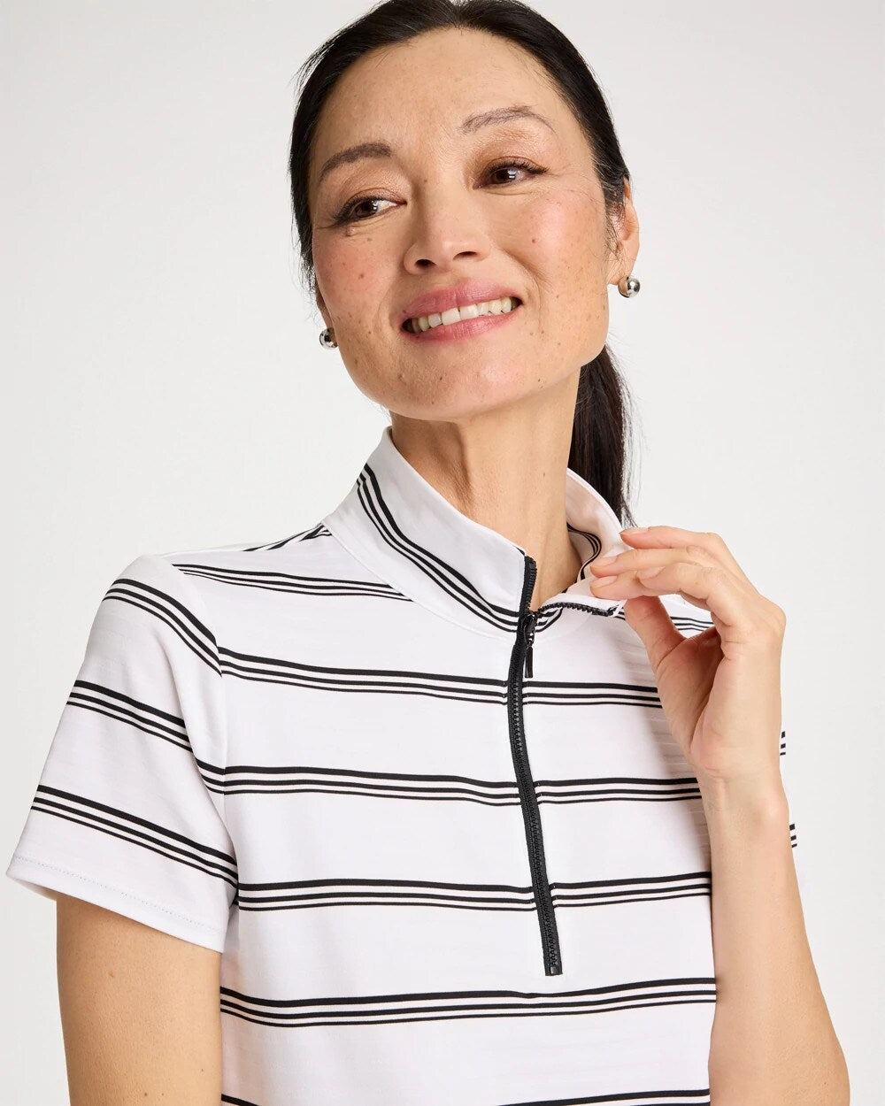 Zenergy UPF Striped Half-Zip Polo