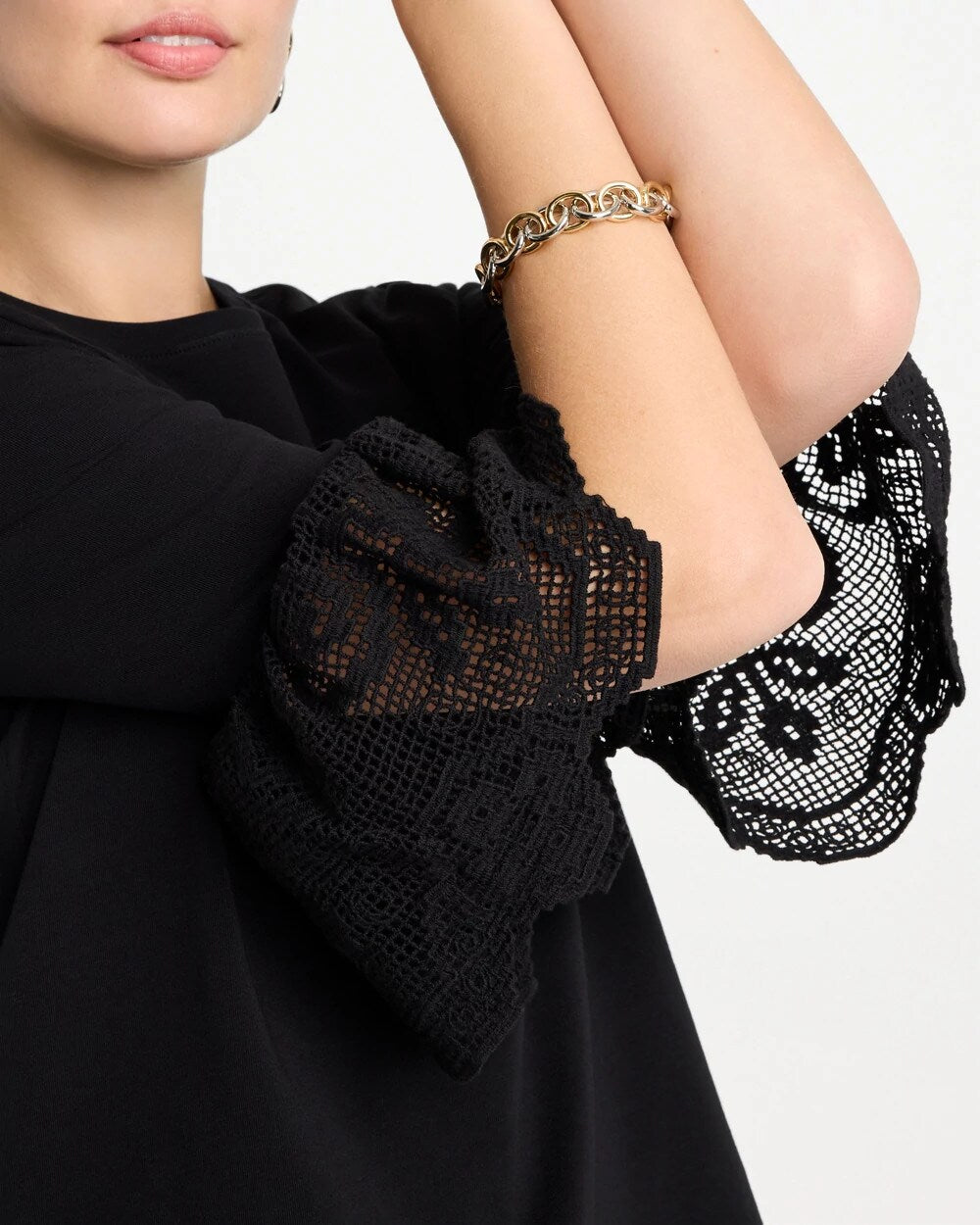 Cotton Lace Flutter Sleeve Tee