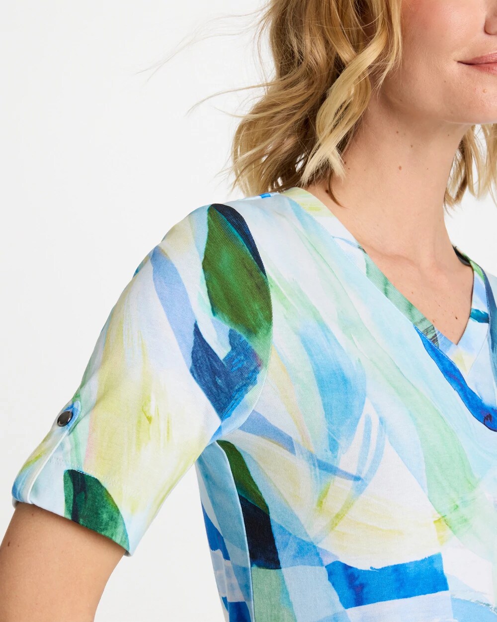 Printed Pima V-Neck Tee