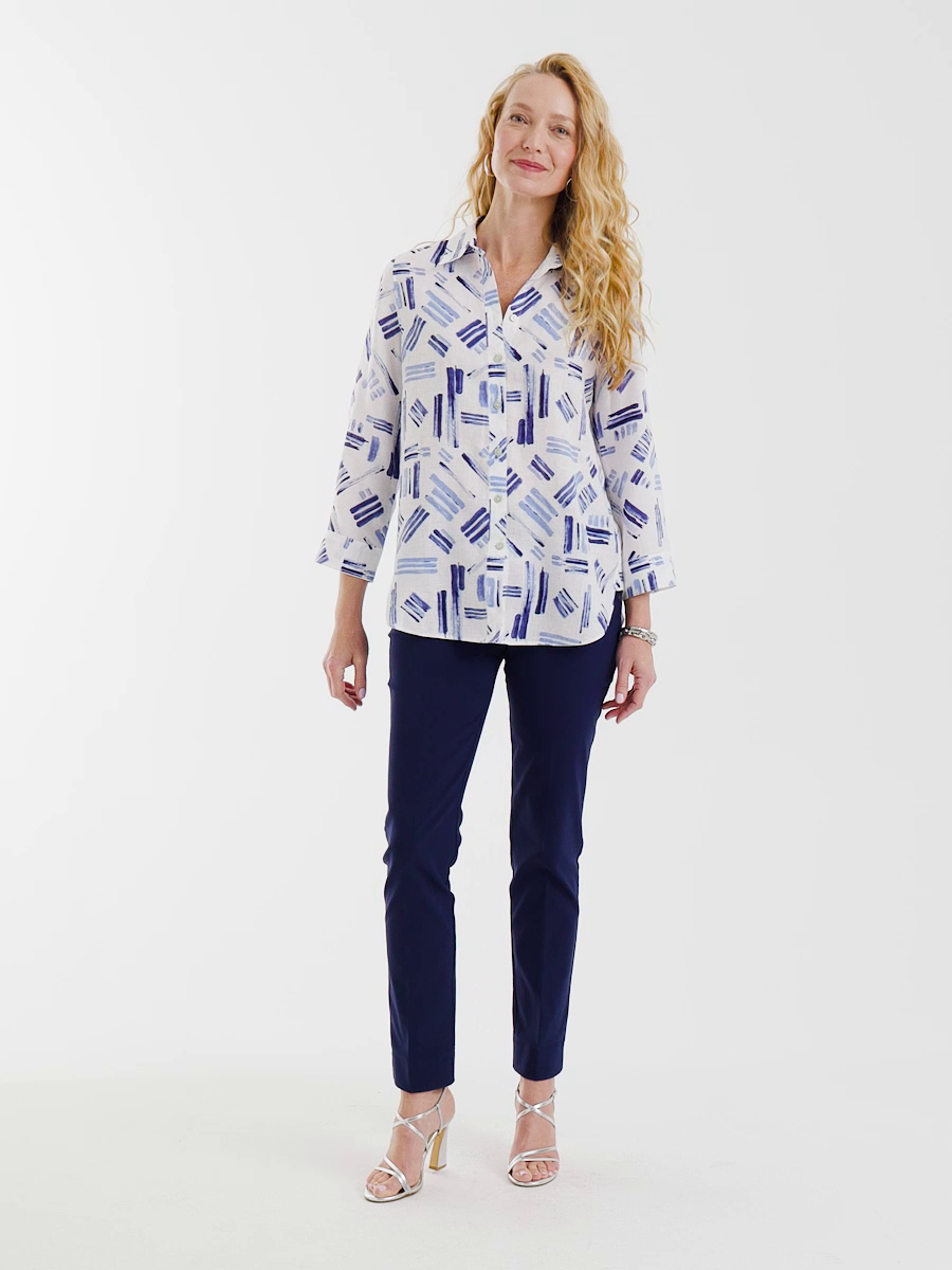No Iron Printed Linen Shirt