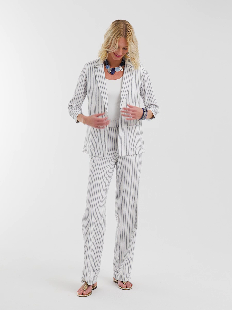 Striped Linen Stretch Blazer