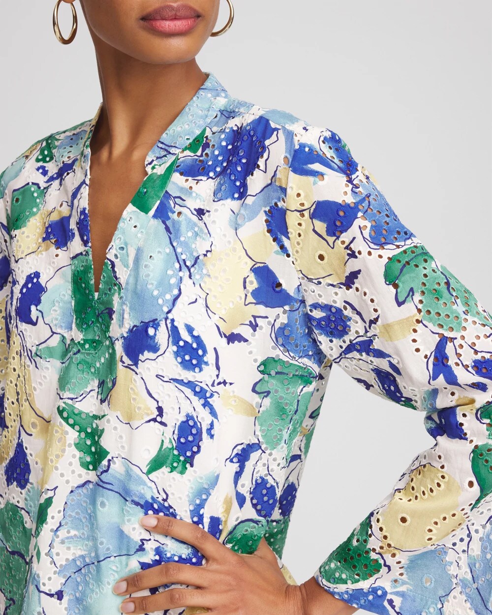 Poplin Deep V-Neck Tunic