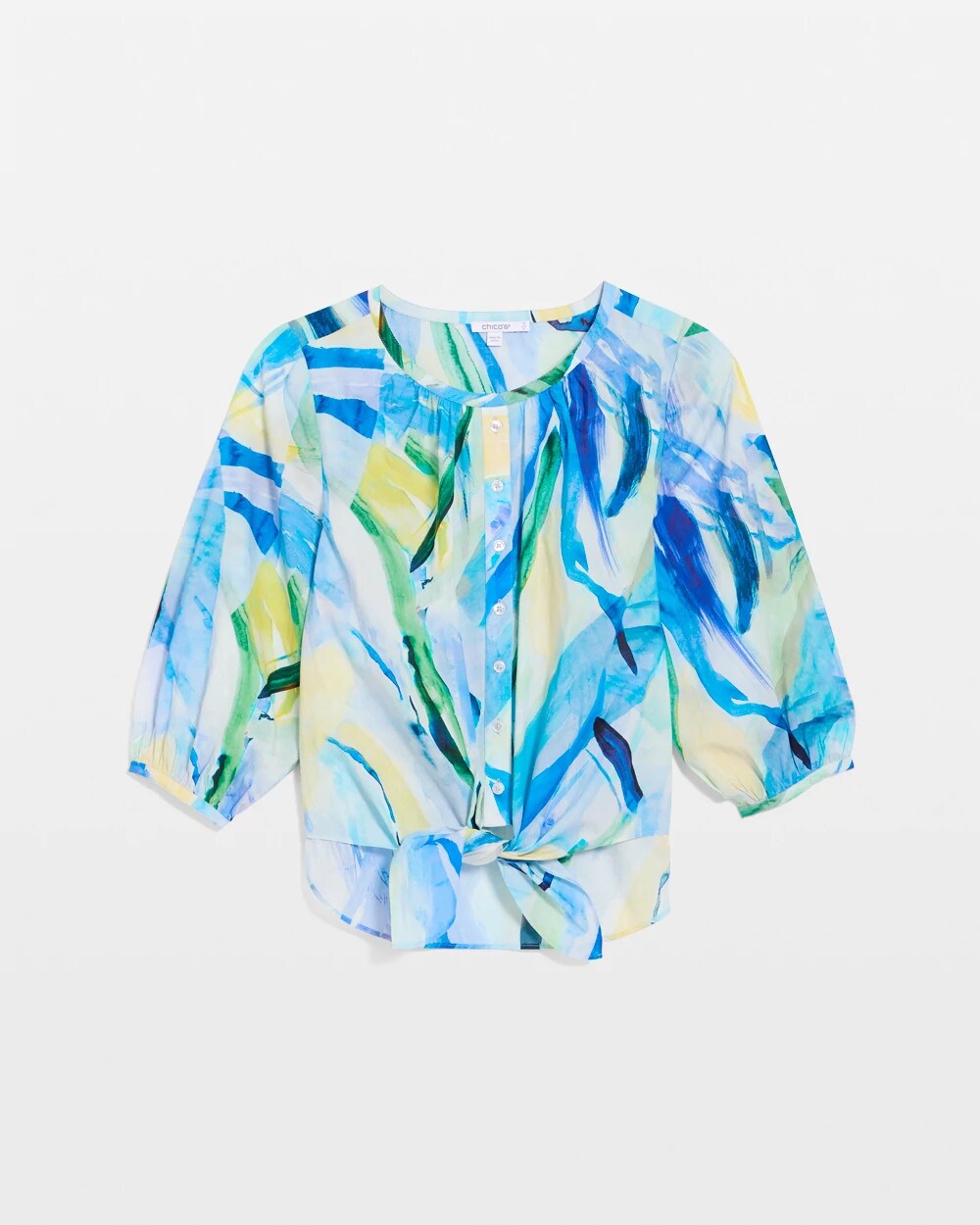 Printed Tie-Front Top