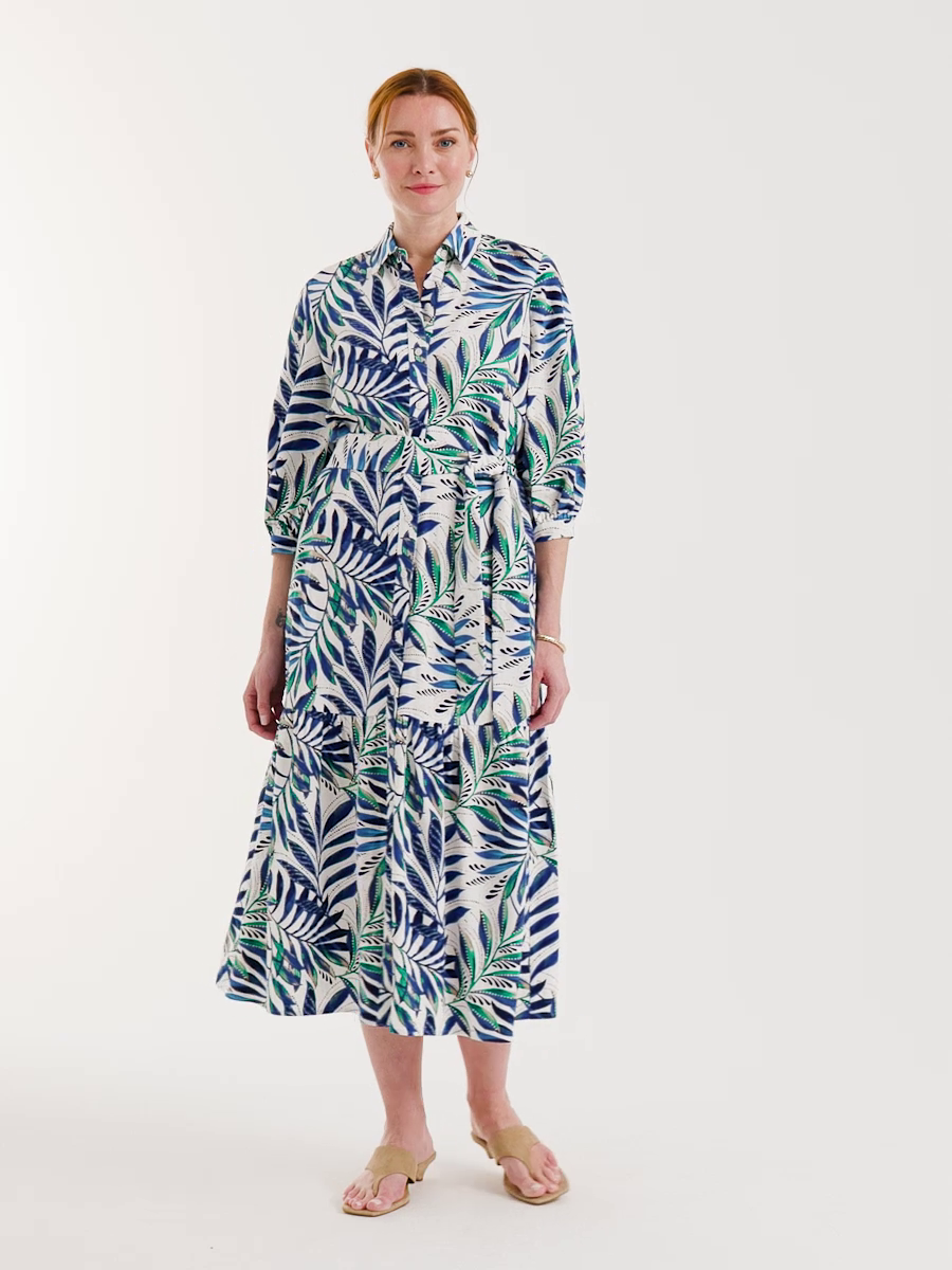 Palm Cotton-Rayon Slub Shirtdress