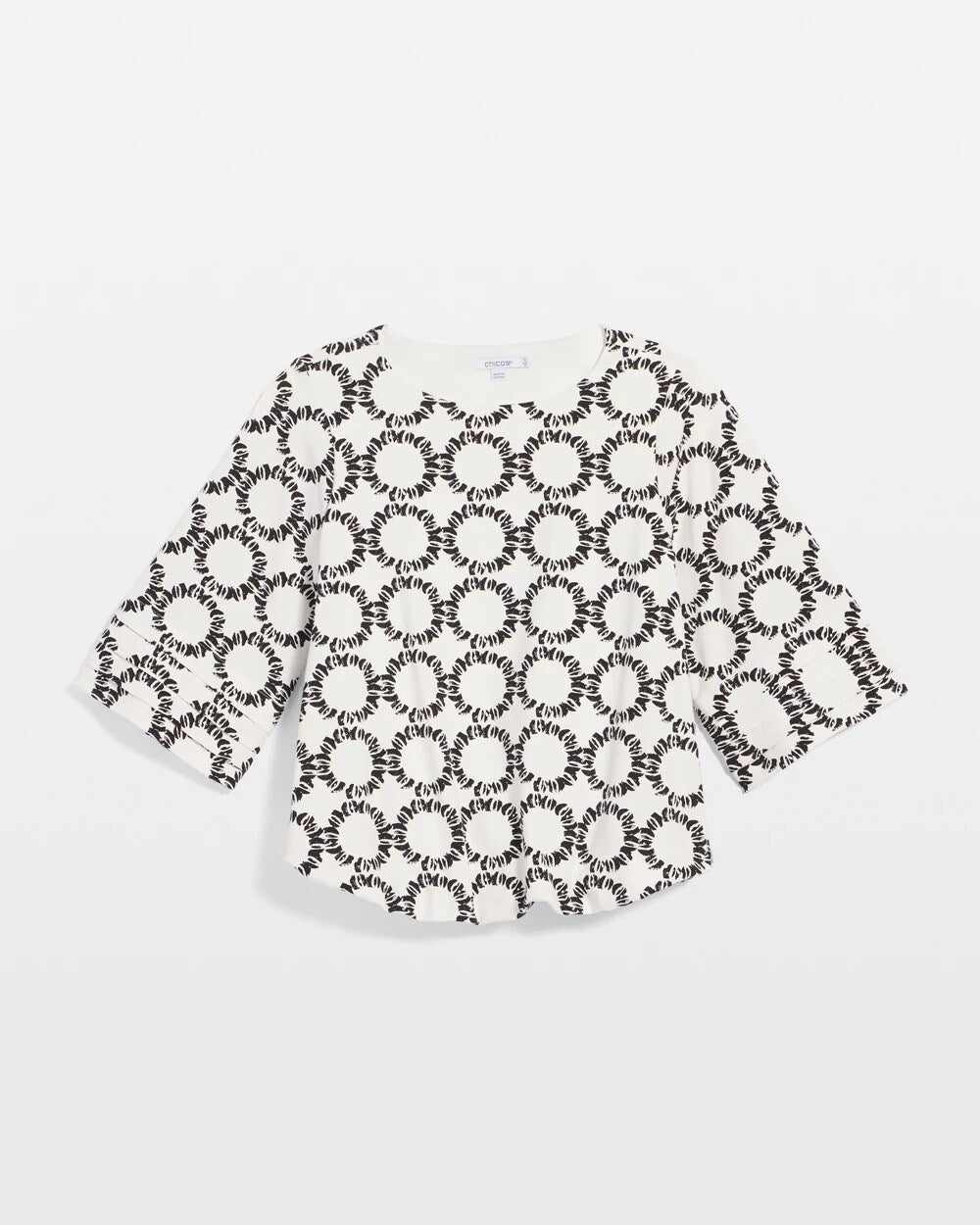 Geo Print Boatneck Bubble-Hem Top