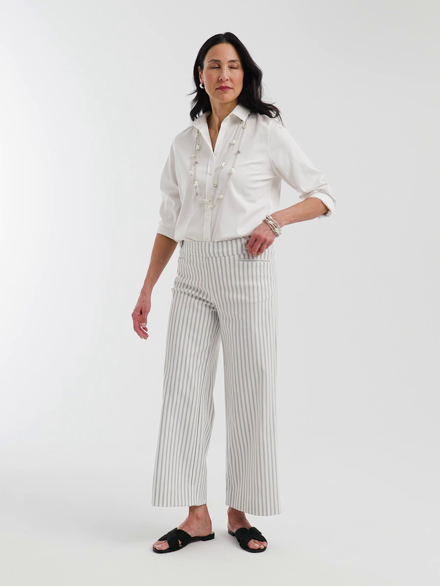 Brigitte Striped Wide-Leg Cropped Pants