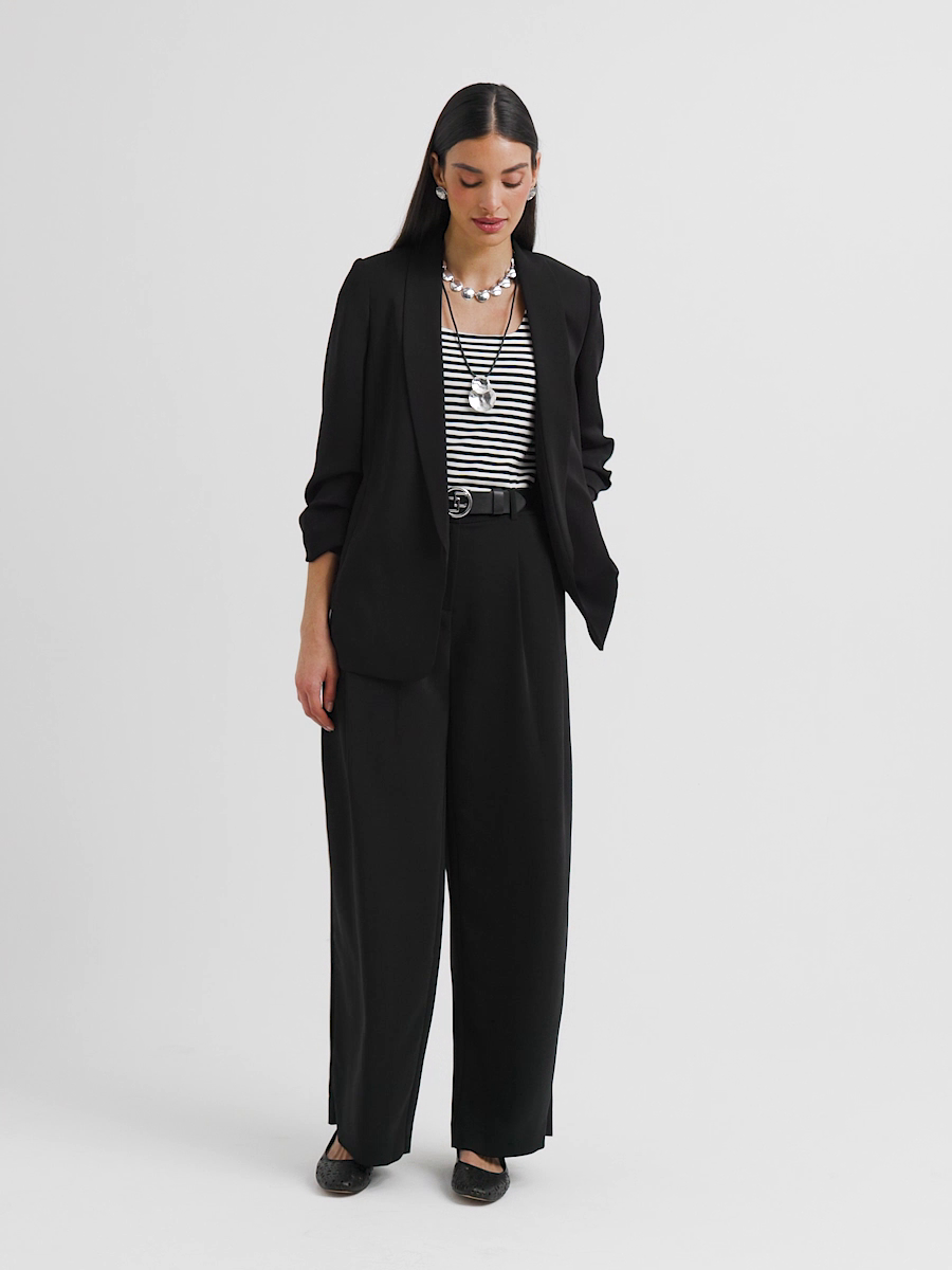 Crepe Pleated Relaxed Pants
