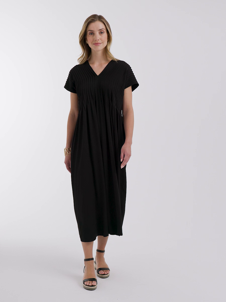 Silk-Twill Popover Midi Dress