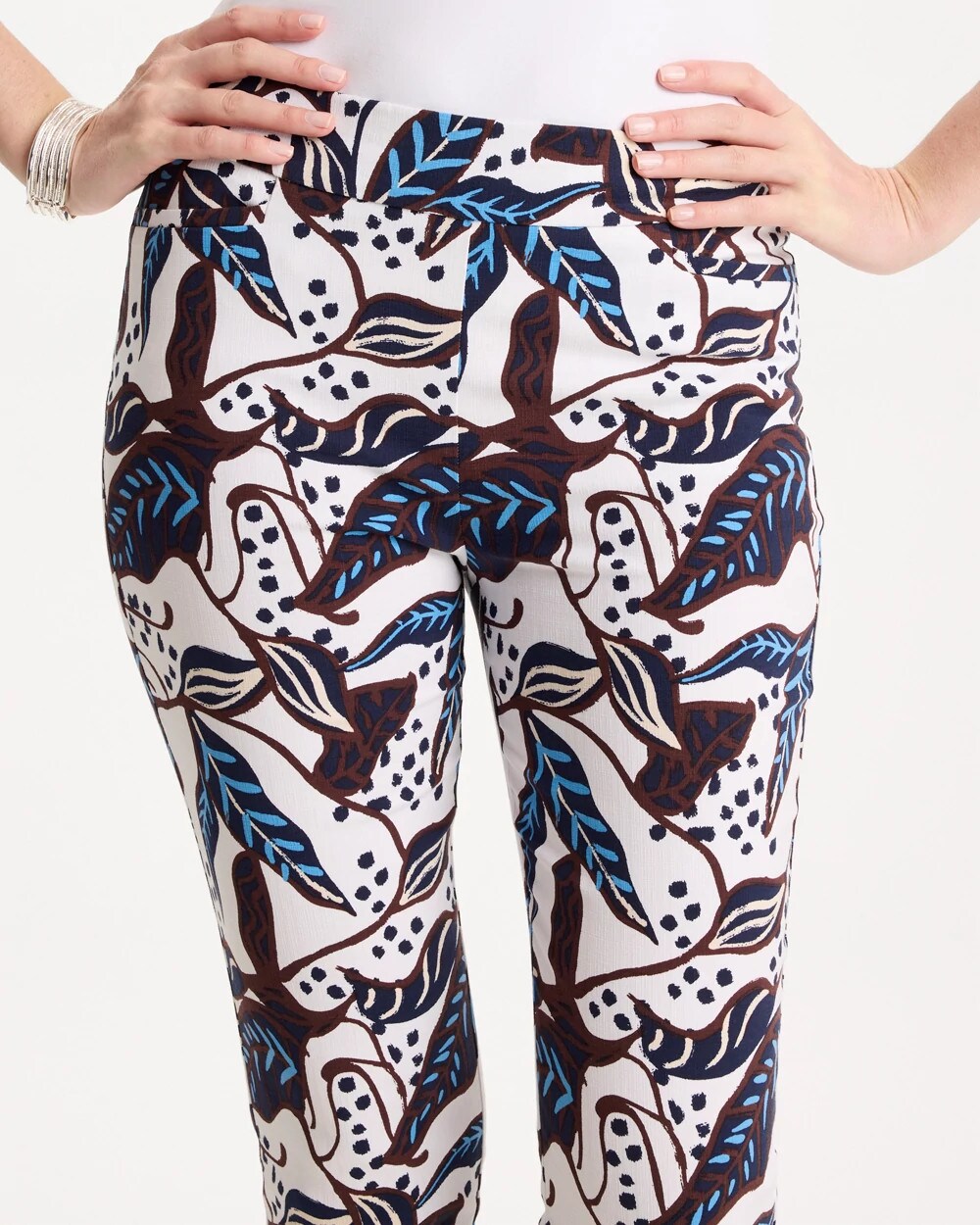 Forest Print Brigitte Slim Pull-On Crop Pant