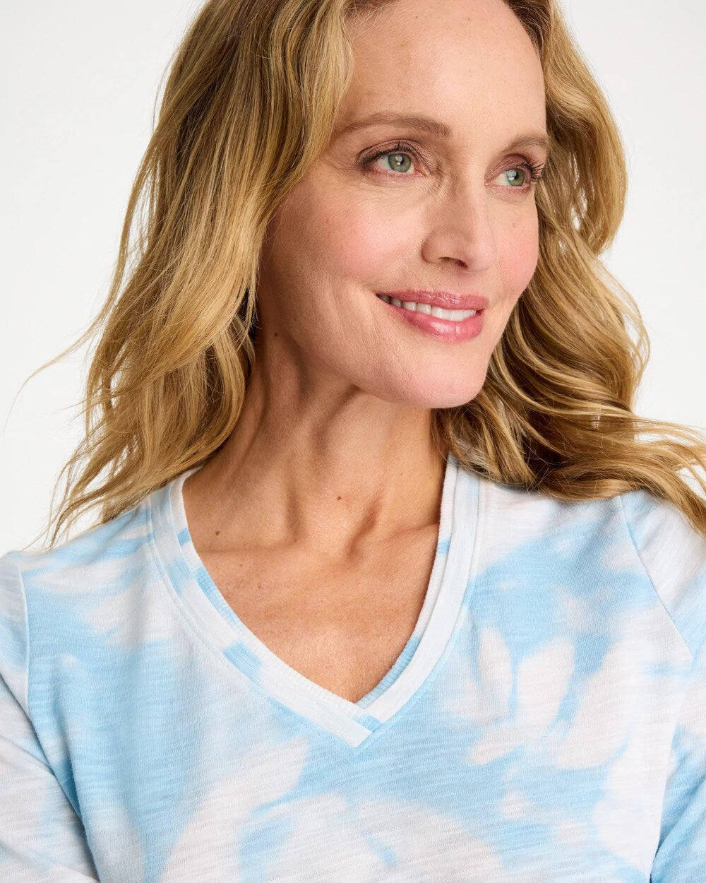 Tie-Dye Palm Cotton Slub V-Neck Tee