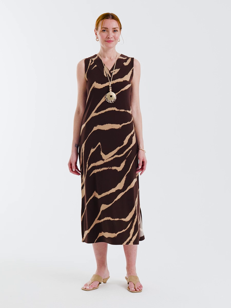 Travelers Zebra Double V-Neck Maxi Dress