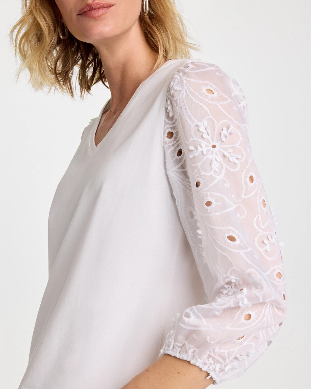 Floral Eyelet Sleeve Tee
