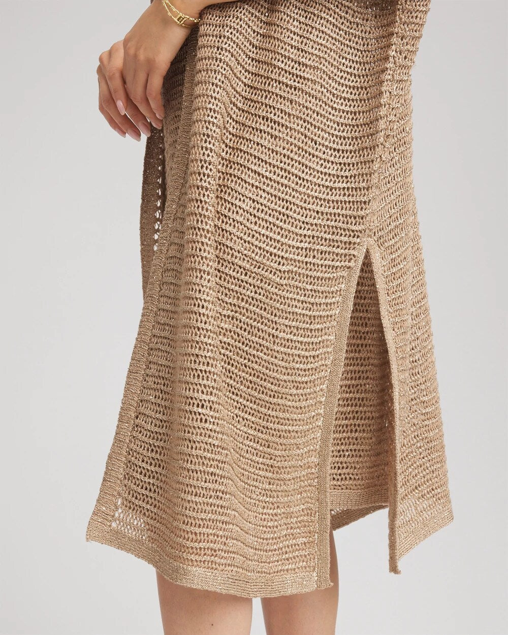Crochet-Knit Sequins Ruana