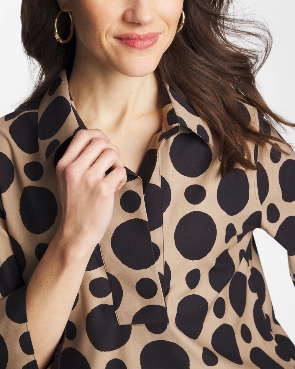 No Iron Stretch Global Dots Popover Tunic
