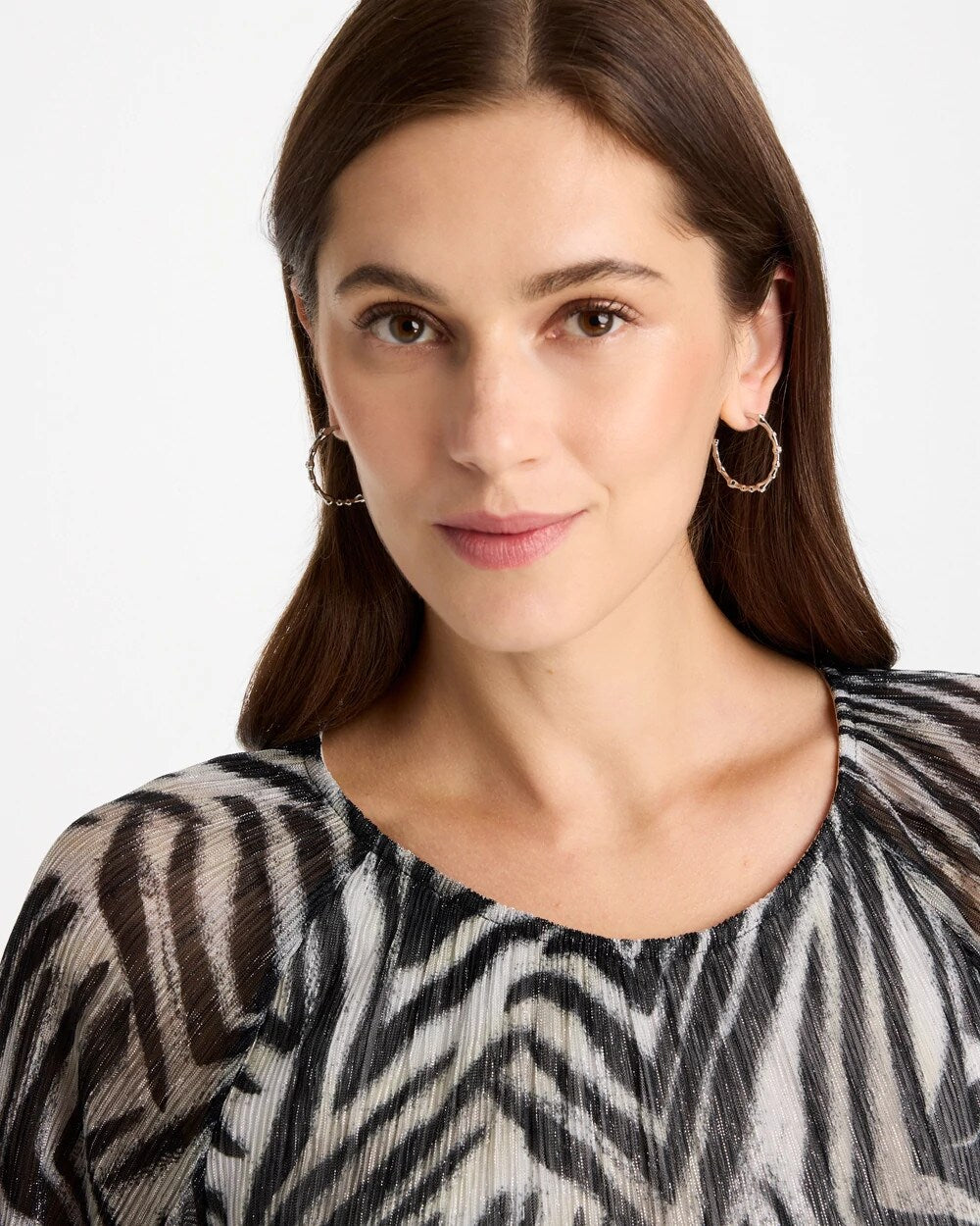 Silvertone Front-To-Back Hoop Earrings