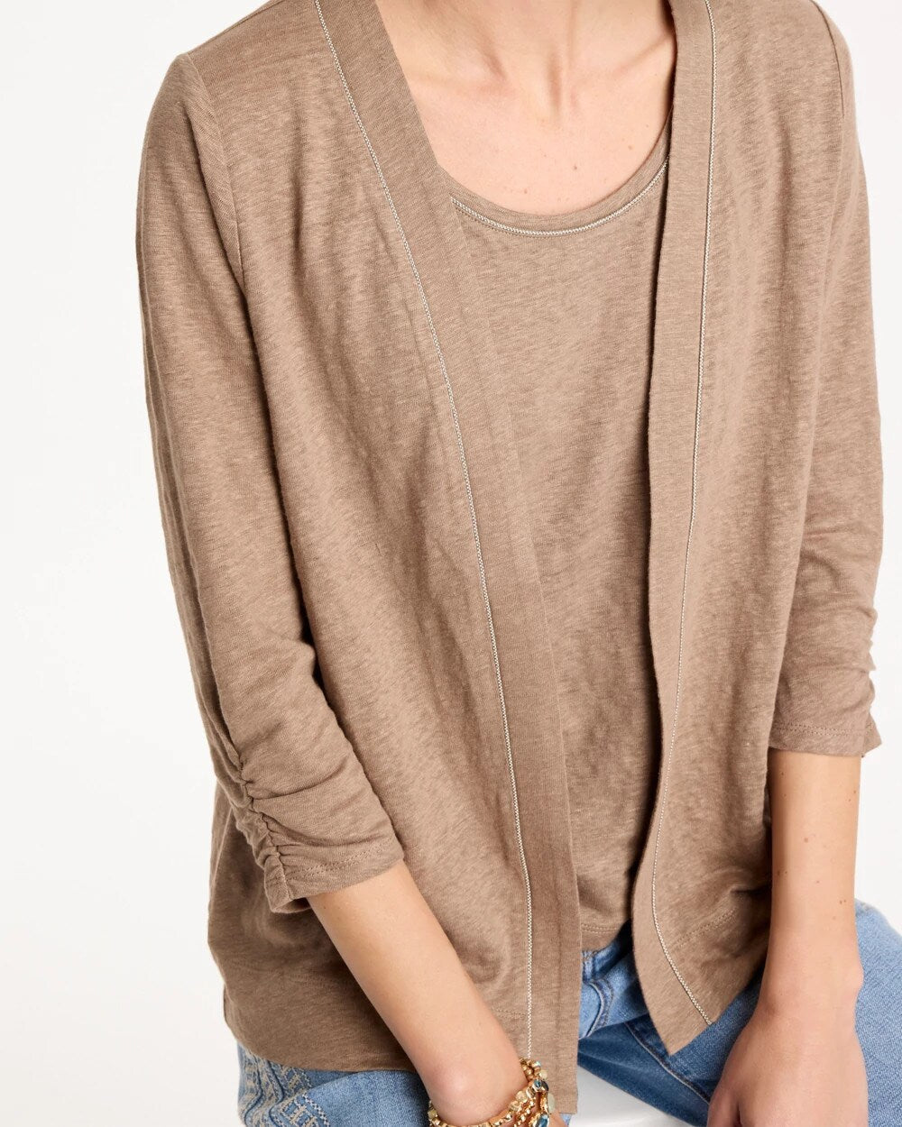 Linen Open Front Cardigan