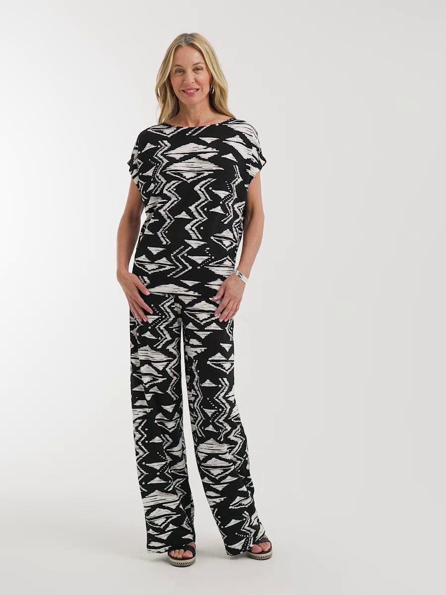 Travelers Crinkled Knit Wide-Leg Pants