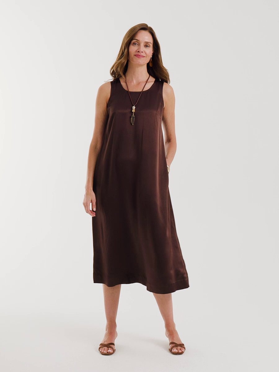 Faux Satin Sleeveless Dress