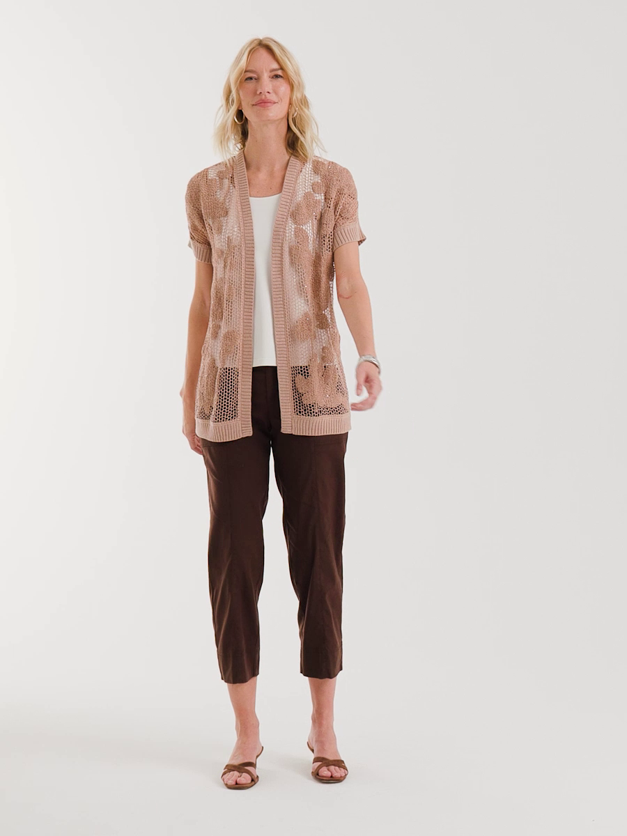 Cotton-Blend Crochet Cocoon Cardigan
