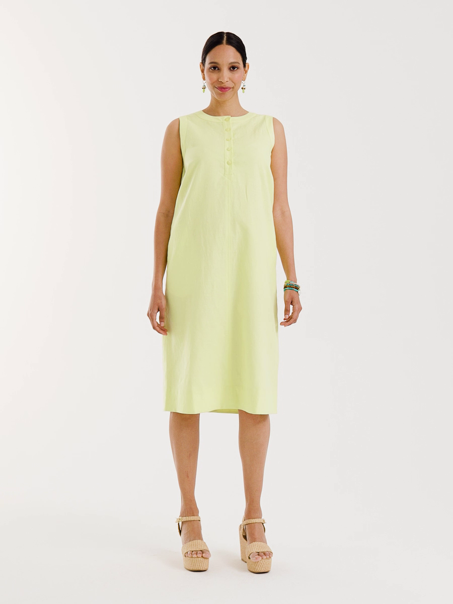 Linen-Cotton Henley Dress