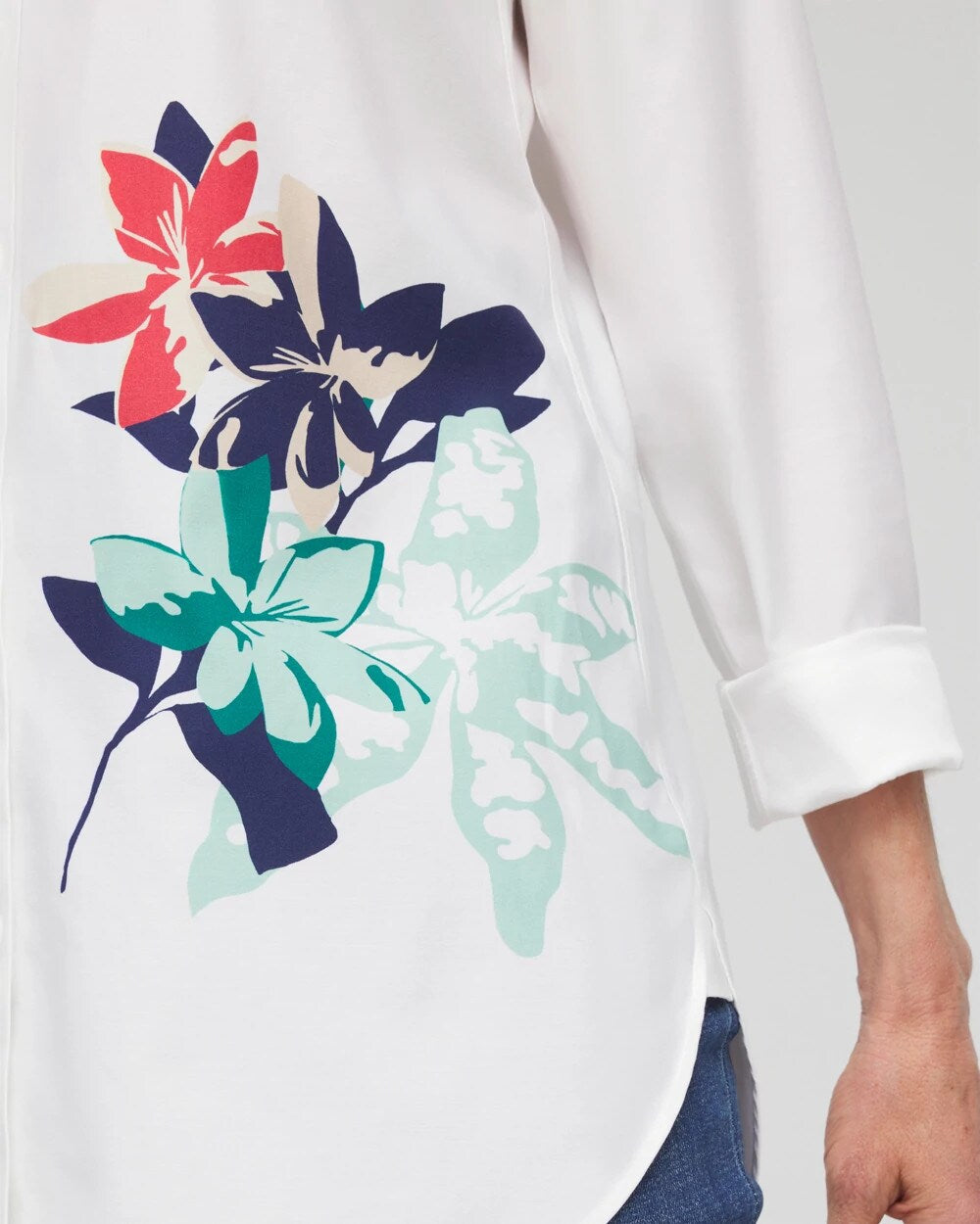 No Iron Placed Floral Tunic