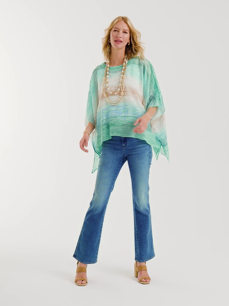 Ombre Coastal Printed Poncho