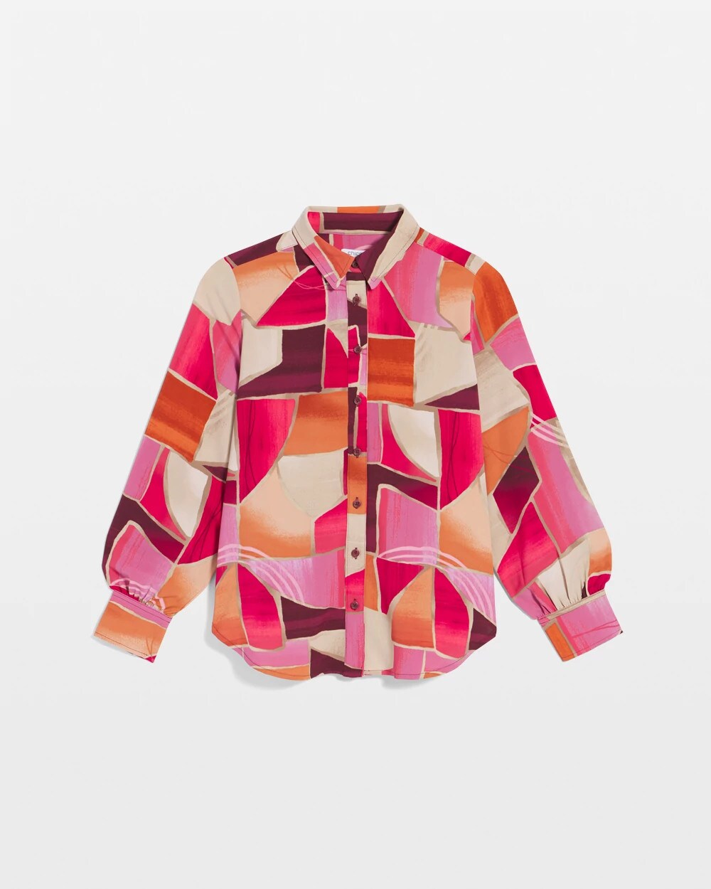 Faux Silk Sunset Collared Shirt