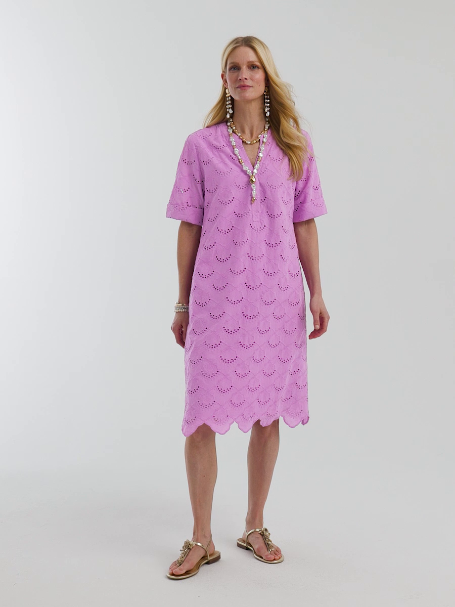 Eyelet Popover Dress
