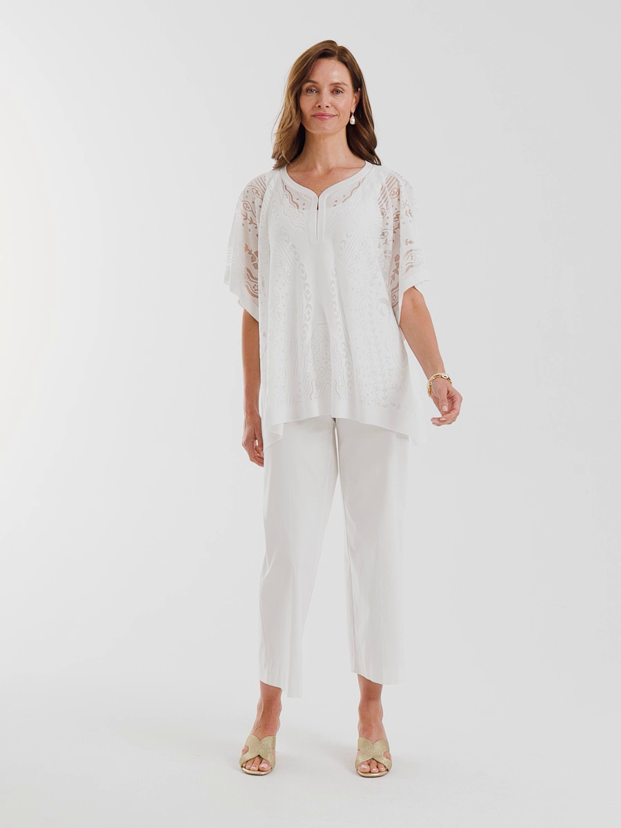 Notch Neck Burn Out Sweater Poncho