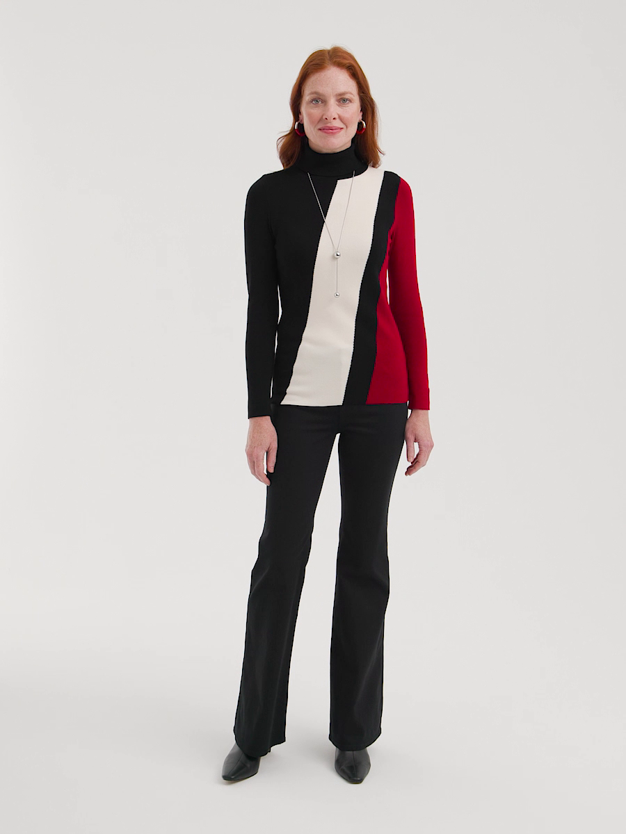 ECOVERO Colorblock Turtleneck Sweater