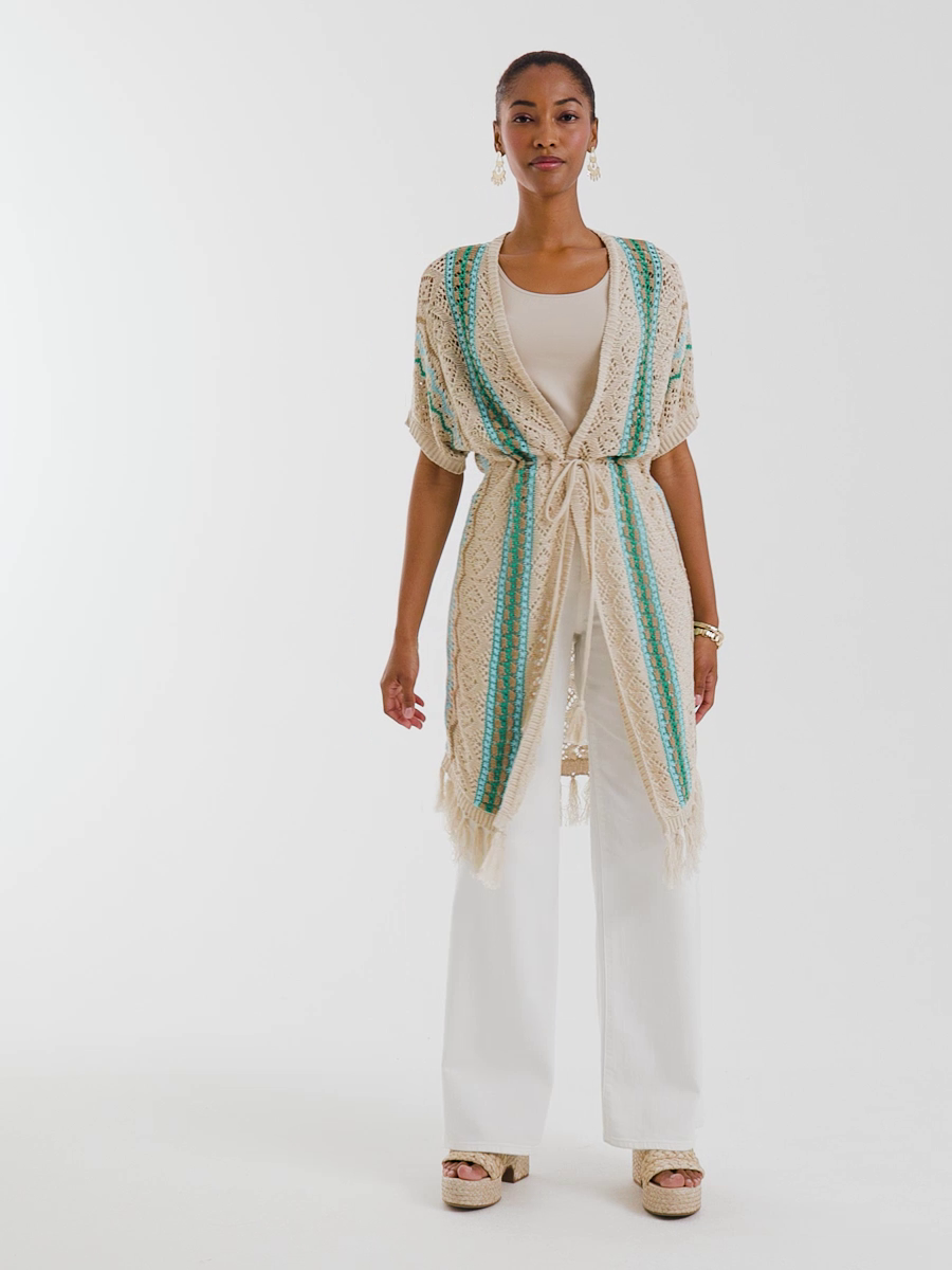 Rainbow Crochet Pointelle Vest