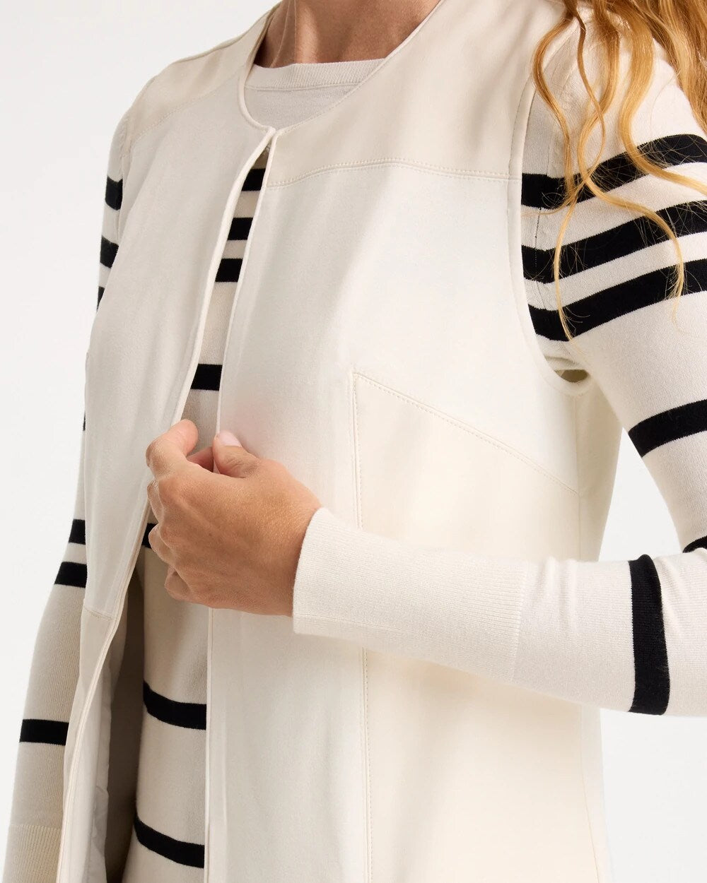 Faux Suede Ponte Long Vest