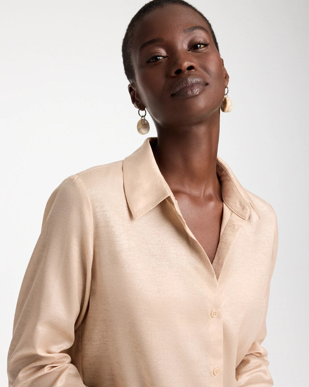 Chiffon Collared Long-Sleeve Tunic
