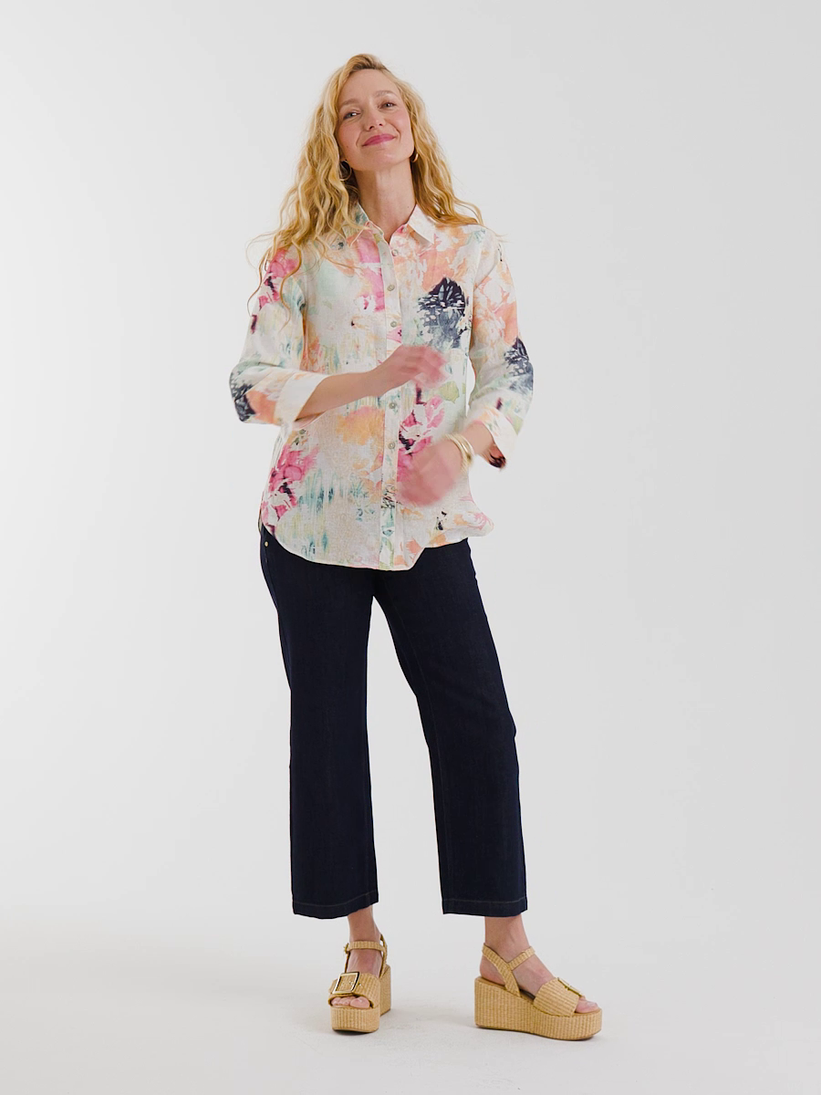 No Iron Linen Printed Shirt