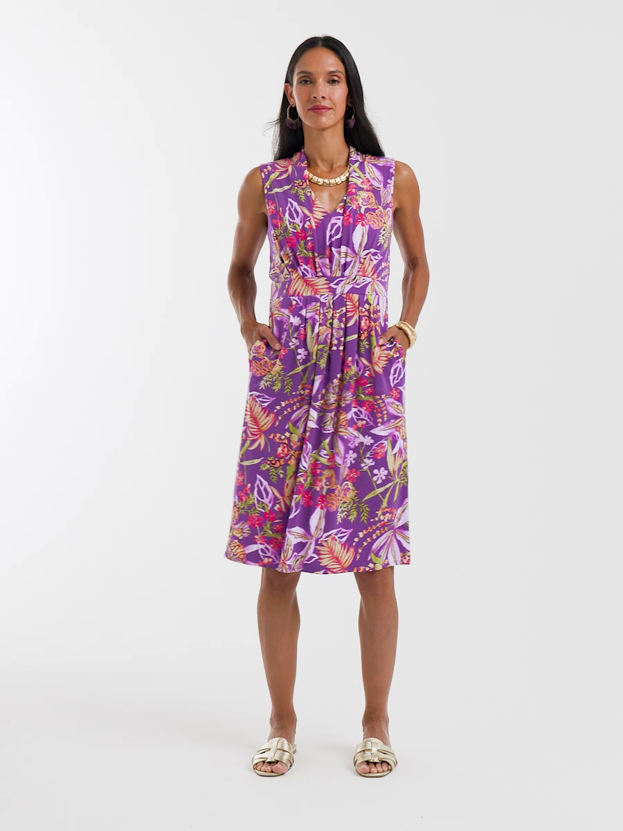 Floral Pleated Jersey Dress