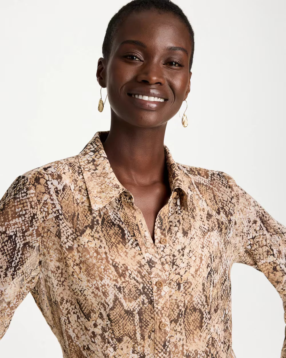 Georgette Python Animal Print Swing Blouse