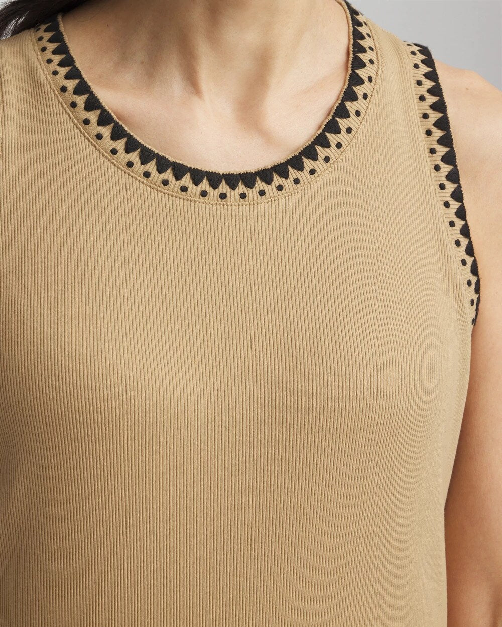 Contrast-Trim Ribbed Cotton Tank Top